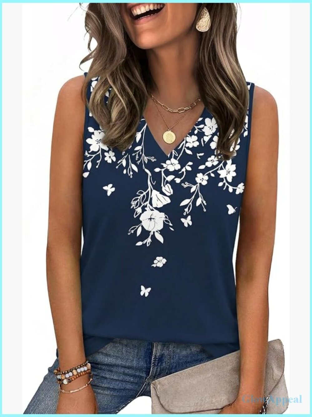 V Neck Sleeveless Tank Top Loose Fit Summer Blouse Business Casual Tops Dressy